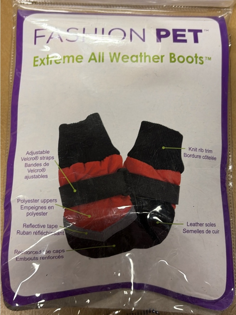 Fashion Pet Weather Boots Red and Black for Small Dogs